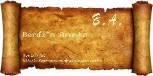Berán Aranka névjegykártya