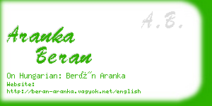 aranka beran business card